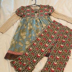 Matilda Jane outfit with pants and dress.